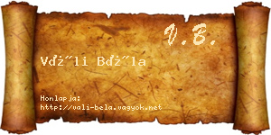Váli Béla névjegykártya